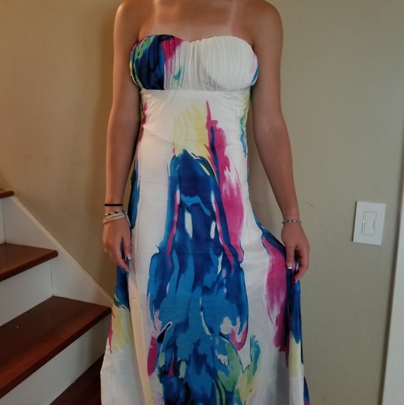 Sexy Sleeveless Strapless Maxi Dress Bright Floral - Picture 7 of 8